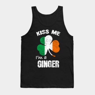 Kiss Me I'm A Ginger St Patricks Day Ireland Shamrock Flag Tank Top